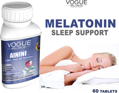 VOGUE WELLNESS AININI Melatonin Tablets Help Better Sleep Restful Sleep Relaxation & Deep Sleep(60 Tablets)