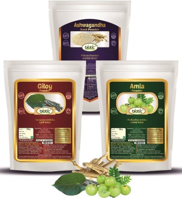 biotic Ashwgandha, Giloy and Amla Powder - 300gms (100gms each)(300 g)