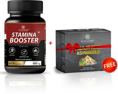Nutriherbs Stamina Booster for Men & Ashwagold 10g with Ashwagandha for Stress Relief(2 x 1 No)