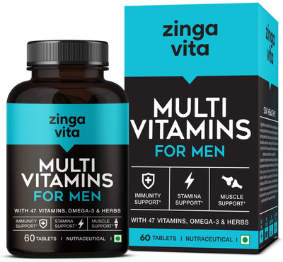 Zingavita Multivitamin Tablets for Men With Vitamins, Omega-3 & Herbs to Enhance Energy(60 Tablets)