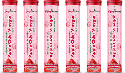 Lifesy Nutra Apple Cider Vinegar Effervescent Tablets, Watermelon Flavour with Vitamin B6&B12(6 x 15 Tablets)