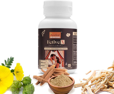 AYURLEAF HERBALS Ective-X Herbal Extract Capsules 475mg for Men Natural Energy & Strength Booster(60 Capsules)
