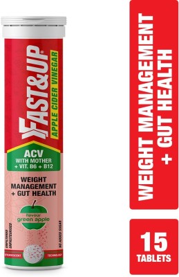 FAST&UP Apple Cider Vinegar 15 Effervescent Tablets, ACV With Mother, Vitamin B6 & B12(15 Tablets)