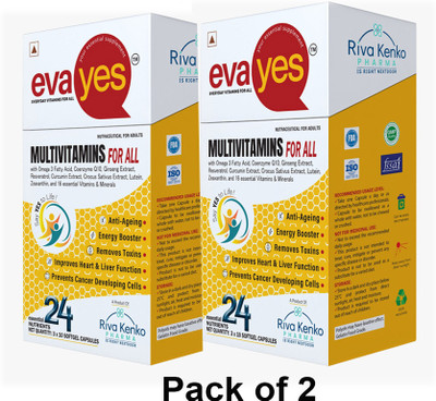 Riva Kenko Eva Yes Multivitamin for all with Omega 3 Fetty,Coenzyme and 24 Vitamin,Minerals(2 x 30 Capsules)