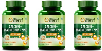 Himalayan Organics Calcium Magnesium Zinc Vitamin D3, B12 & K- 120 Tablets x Pack of 3(3 x 120 Tablets)