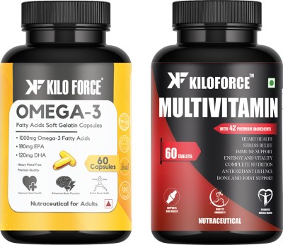 KILOFORCE Omega 3 Fish Oil & Multivitamin Combo Pack for unisex(2 x 30 Capsules)