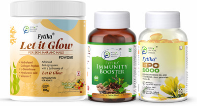 FYTIKA Let it Glow Fruit Punch-200G + Immunity Booster-60 Tabs + EPO 1000-60 Softgel(3 x 133.33 g)