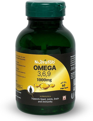 Nutrafab Omega 3-6-9 for Heart, Joint & Brain Health – 1000mg – 60 Softgels(60 Capsules)