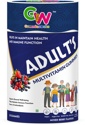 Gummieswala Adult Multivitamin Gummies – Mixed Berry Flavour | Sugar-Free | 18 Vitamins(30 Capsules)