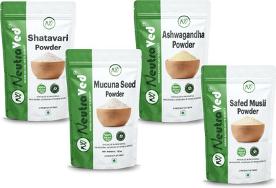 NeutraVed Ashwagandha Safed Musli Shatavari Kaunch Beej / Mucuna Pruriens Powder Combo(4 x 50 g)