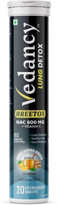 vedancy Breetox Lung Detox Effervescent Tablets – Honey Lemon Ginger Flavour(20 Tablets)