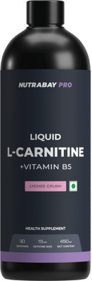 Nutrabay Pro Liquid L-Carnitine + Vitamin B5, Flavor - Lychee Crush(450 ml)