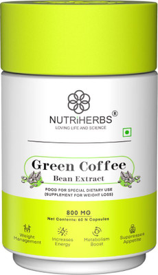 Nutriherbs Green Coffee Beans Capsules |Healthy Weight Loss Supplement for Men & Women(60 Capsules)