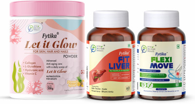 FYTIKA Let it Glow Pineapple-200G + Fit Liver-60 Tabs + Flexi Move-60 Tabs(3 x 133.33 g)