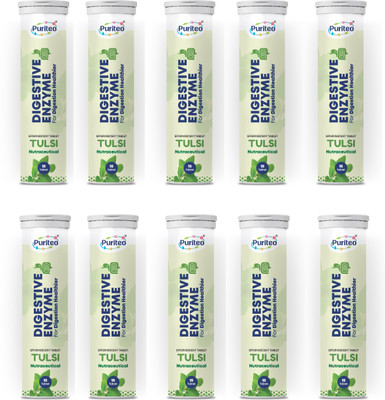 puriteo DIGESTIVE ENZYME EFFERVESCENT TULSI_10(10 x 15 Tablets)