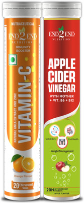 End2End Nutrition Apple Cider Vinegar and Vitamin C for Men & Women | Weight Loss & Immunity(2 x 20 Tablets)
