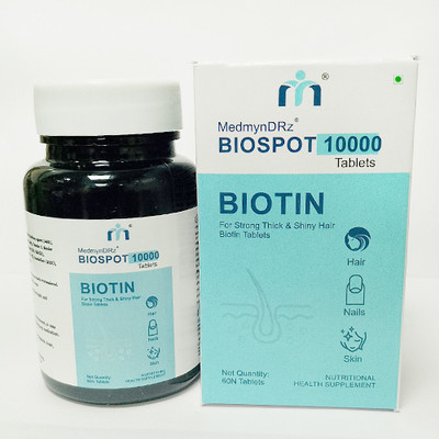 MEDMYNDRZPHARMA Biospot Tablets | Maximum Strength for Hair, Skin & Nails-10000 mcg(60 Tablets)
