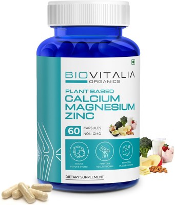 Biovitalia Organics Cal + Mag+ Zinc | Improve muscle function | Support bone health(60 Capsules)