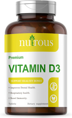 Nutrous Plant Based Vitamin D3 K2 MK7 Supplement Veg (S133)(60 Tablets)