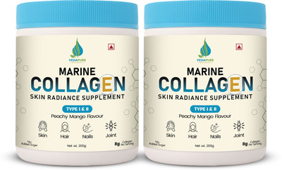 Vedapure Marine Collagen with Amino Acid, Biotin for Skin Repair & Anti-Aging(2 x 200 g)