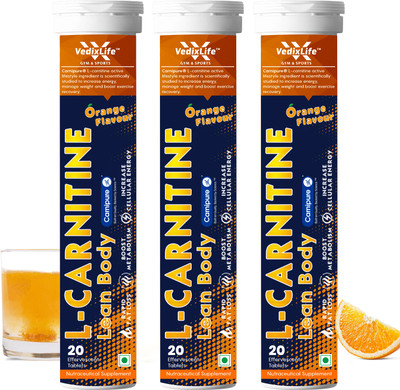 VedixLife L-Carnitine Lean Body, 2000 mg Carnipure® | Helps Convert Fat into Energy(3 x 20 Tablets)