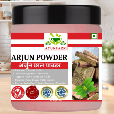Ayur Farm Arjun ki Chaal Powder, Ayurvedic Arjuna Bark, Arjun Chal Powder, Arjuna Chhal(2 x 100 g)