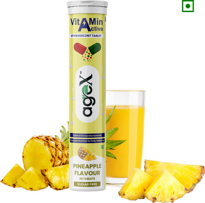 agex Daily Multivitamins-21 Fast-Acting Vitamin & Minerals with Zinc & Iron-Pineapple(20 Tablets)