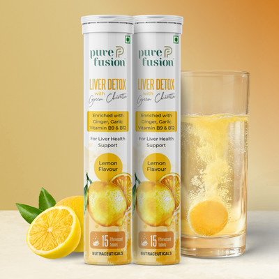PUREFUSION Liver Detox Effervescent Tablets Lemon Flavor with Green Chiretta Extract(2 x 15 Tablets)