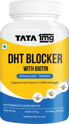 TATA 1mg DHT Blocker with Biotin Advanced Tablet | Promotes Hair Growth(60 x 1 Tablets)