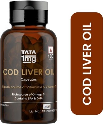 TATA 1mg Cod liver Oil Capsule Help Reduce Joint Pain And Maintain The Immune System(100 Capsules)