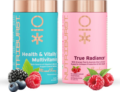 Nutriburst Complete Wellness Bundle-Health & Vitality Gummies and True Radiance Collagen(2 x 60 No)