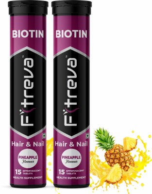 Fitreva Biotin 30 Effervescent Tablets for Hair & Nail - Pineapple Flavor(2 x 15)