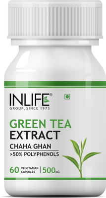 INLIFE Green Tea Extract Capsules Herbal Supplement for Men Women, 500mg - 60 Capsules(60 Capsules)