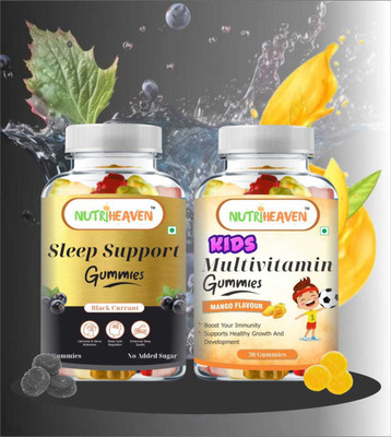 NUTRI HEAVEN Sleep Support Gummies & Kids Multivitamin Gummies Pack of 2(2 x 30 No)