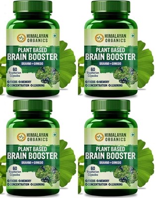 Himalayan Organics Plant Based Brain Booster Supplement - 60 Capsules x Pack of 4(4 x 60 Capsules)