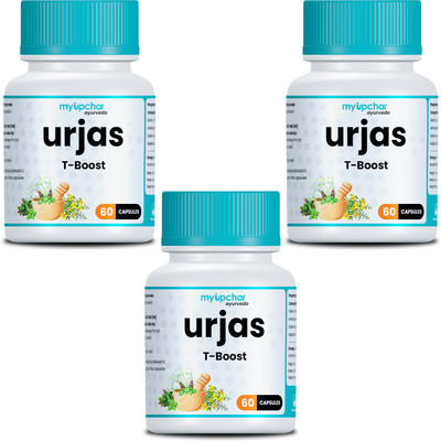 myupchar ayurveda Urjas T-Boost Supplement For Men | Improve Performance, Enhance Muscle Strength(3 x 60 Capsules)