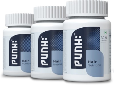 Punh Hair Nutrition, Biotin, DHT Blocker, Men & Women - 30 Capsules (Pack of 3)(3 x 30 Capsules)