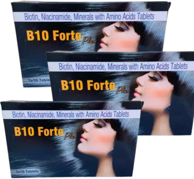 B10 Forte Multivitamin B 10 Forte Supplements with Biotin Amino Acid Essential Minerals(90 x 1 Tablets)