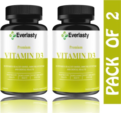 Everlasty Plant Based Vitamin D3 K2 MK7 Supplement Veg (K227)(2 x 60 Tablets)