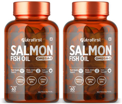 NutraFirst Omega 3 Salmon Fish Oil Capsule 1000mg For Men and Women(2 x 60 Tablets)