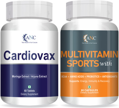 ANC Natural Cardiovax with Arjuna & Moringa for Heart & Multivitamin Sport with BCAA(2 x 60 Capsules)