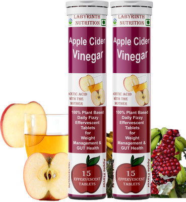 Labyrinth Apple Cider Vinegar for weight loss ACV tablet with mother effervescent_15T(2 x 15 No)