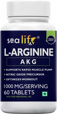 Sea life L-Arginine AKG 1000 mg Tablets, Boosts Stamina & Supports Rapid Muscle Pump(60 Tablets)