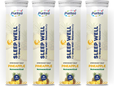 puriteo SLEEP WELL EFFERVESCENT TABLET PINEAPPLE 04(4 x 15 Tablets)