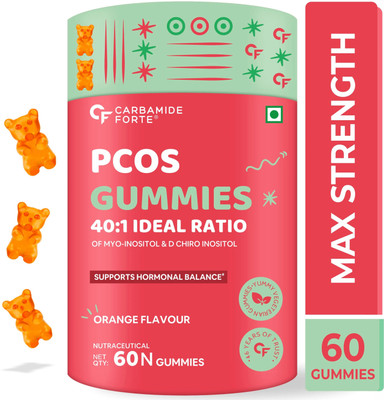 CARBAMIDE FORTE PCOS Balance Gummies, PCOS Supplement with 40:1 Ratio of Myo & D Chiro Inositol(60 No)