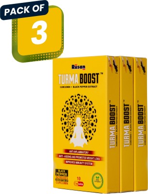 Rusan Turma Boost Curcumin and Black Pepper Immunity Booster | Promote Weight Loss |(3 x 10 Capsules)