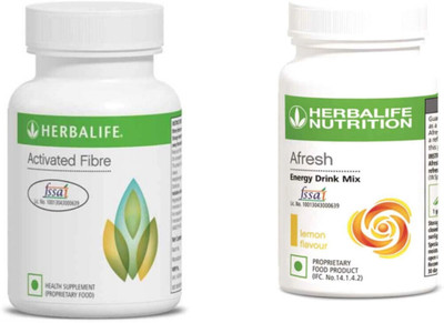 HERBALIFE Activated Fibre - 90 Tablets and Afresh Energy Drik Mix Lemon Flavour 50g(150 g)
