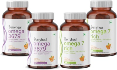 Berryheal Wellness Combo Pack | Omega 3679 & 7 | Sea Buckthorn Oil | Vegan(4 x 30 Capsules)