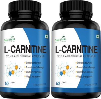 Simply Herbal L-Carnitine L-Tartrate 500mg Tablets for Weight loss, Fat burn & Energy booster(2 x 60 Tablets)