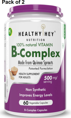 HealthyHey Nutrition Vitamin B-Complex 60 Vegetable Capsules Pack of 2(2 x 60 Capsules)